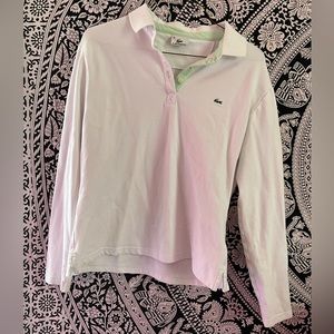 Lacoste white collard pollo long sleeve shirt